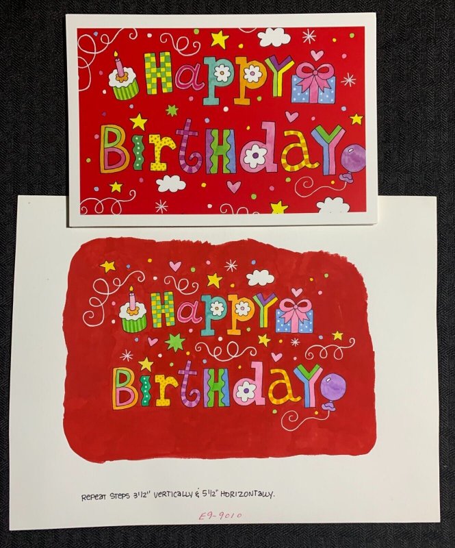 HAPPY BIRTHDAY Colorful Lettering 10x8 Greeting Card Art #9010 w/ 5 Cards