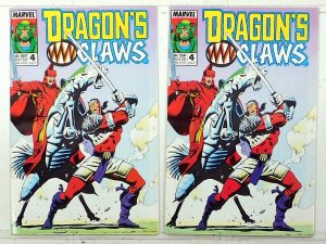 Dragon's Claws Lot of 2 #4 x2 (1988) Marvel UK 1st Print Comic Books