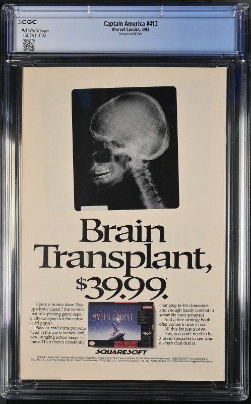 Captain America #413 (3/93) Graded CGC 9.4 Newsstand Edition