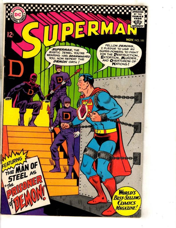 Superman # 191 FN DC Silver Age Comic Book Braniac Lois Lane Lex Luthor JL9