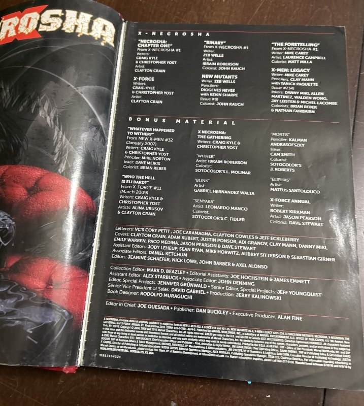 X-Necrosha HC Kyle Yost & Clayton Crain MARVEL 2010 EX-LIBRARY READER COPY