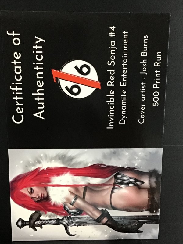 Invincible Red Sonja #4, 500 Print Run, RARE! Josh Burns Cover Artist