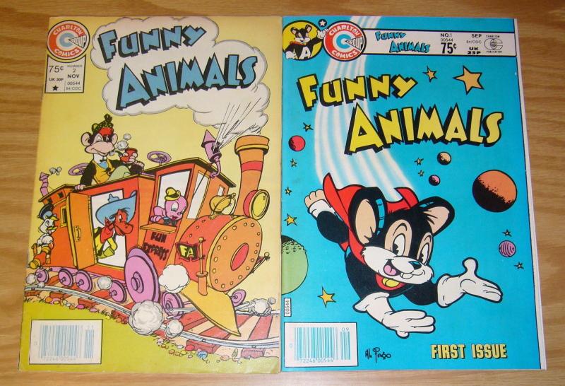Funny Animals #1-2 complete series - charlton comics - atomic mouse - 1984 set