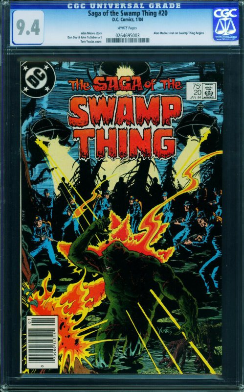 SAGA OF THE SWAMP THING #20 CGC 9.4 comic book 1st ALAN MOORE - 0264695003 