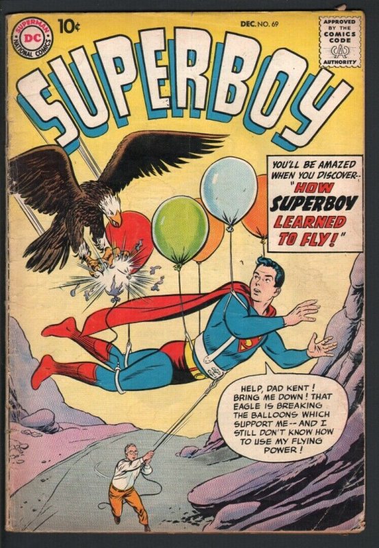SUPERBOY #69-1958-eagle cover-DC SILVER AGE-G plus G+