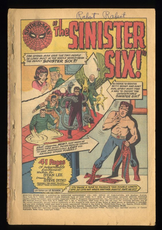 Amazing Spider-Man Annual #6  Sinister Six! Coverless