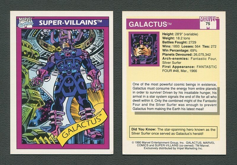 1990 Marvel Comics Card  #75 (Galactus) / NM-MT