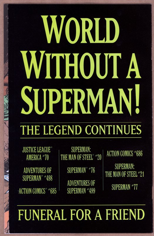 Superman #75 (1993) - 4th Print - Gatefold back-cover; Death of Superman