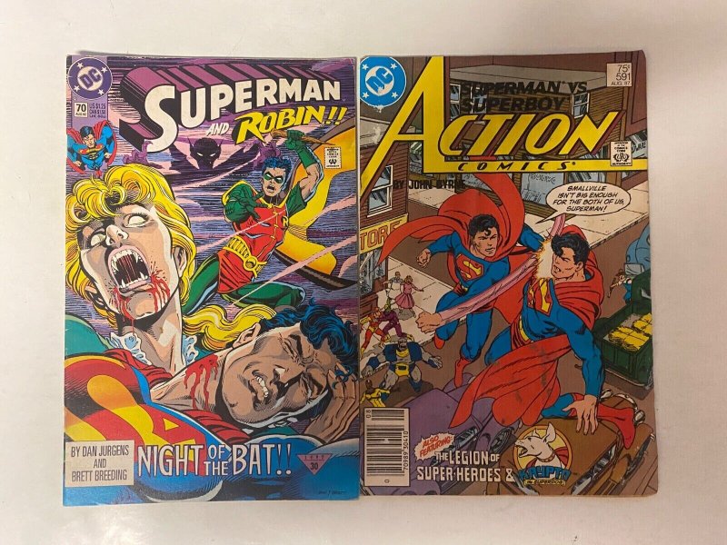 4 DC comic books Adventures Superman #503 504 Superman #70 Action #591 33 KM28