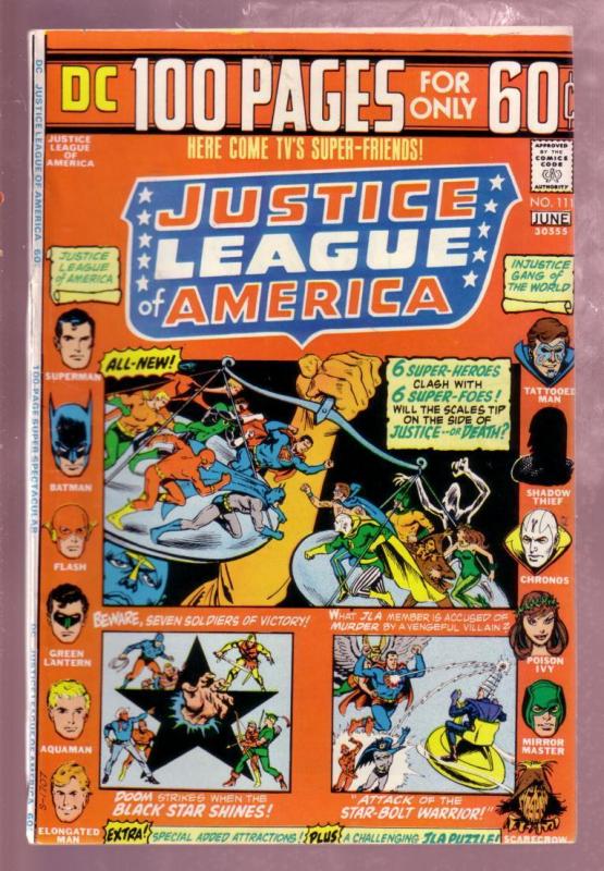 JUSTICE LEAGUE OF AMERICA #111 1974 BATMAN-WW-GL-FLASH VF