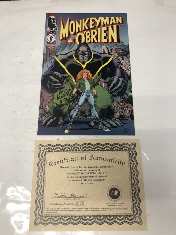 Monkeyman And O’brien (1996) # 1 (VF/NM) Variant Dark Horse • Signed Art Adams