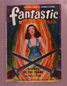 FANTASTIC ADVENTURES-MAY 1949-GOOD GIRL ART COVER-PULP VG-