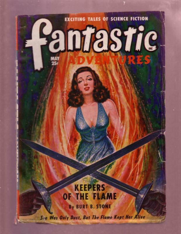 FANTASTIC ADVENTURES-MAY 1949-GOOD GIRL ART COVER-PULP VG-