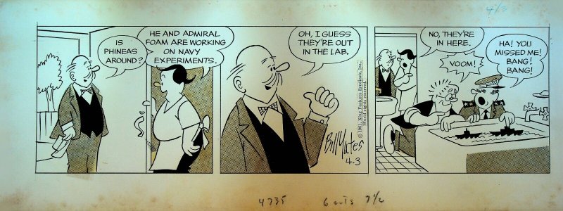 Professor Phumble Original Comic Strip Art Bill Yates April 3 1961 Navy