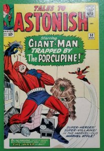 TALES TO ASTONISH #53 Giant-Man Wasp Origin Porcupine Stan Lee 1964 Marvel VG