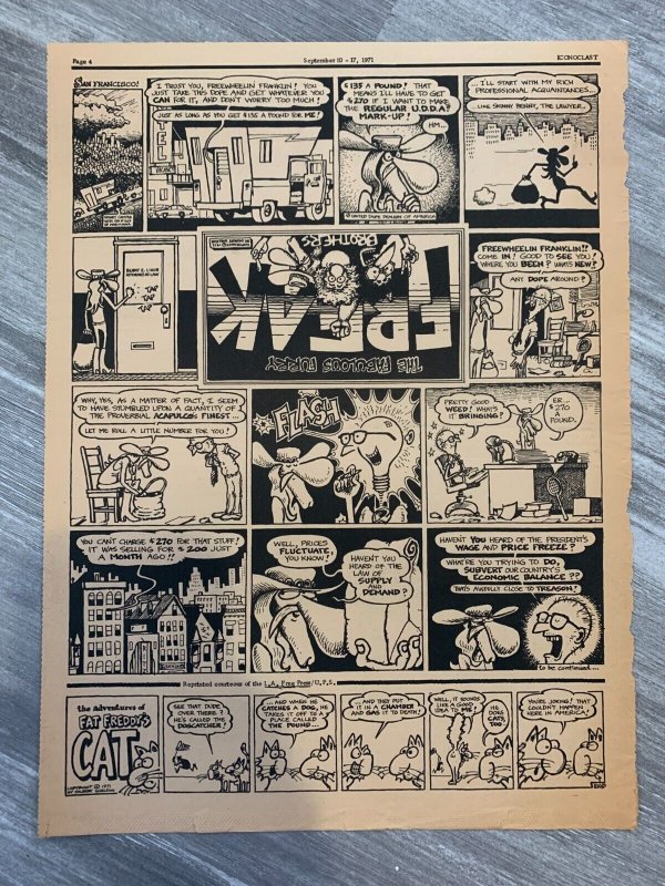 PAGE　Books　Iconoclast　Age　Underground　Newspaper　9/10/71　BROTHERS　Modern　HipComic　FREAK　FULL　11.5x16