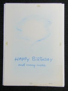 HAPPY BIRTHDAY and Many More Lettering w/ Smoke 8.5x12 Greeting Card Art #B8107