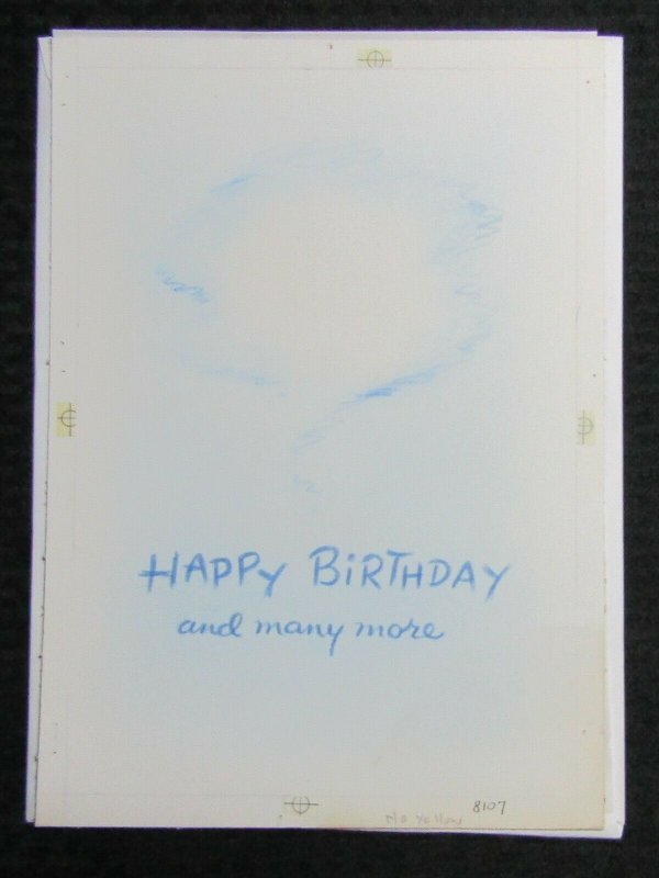 HAPPY BIRTHDAY and Many More Lettering w/ Smoke 8.5x12 Greeting Card Art #B8107