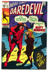 Daredevil Comics #57 1969- Matt Murdock revealed- FN