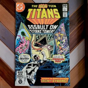 New Teen Titans #7 VF (DC 1981) Origin CYBORG, Death of Silas Stone, Perez art