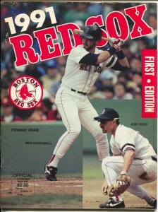 Boston Red Sox vs Toronto Blue Jays MLB-Baseball Game Program 1991-Greenwell-...