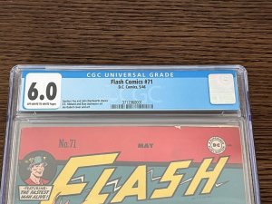 Flash Comics #71 (1946). 6.0 CGC. Gardner Fox stories. Joe Kubert cover/art.