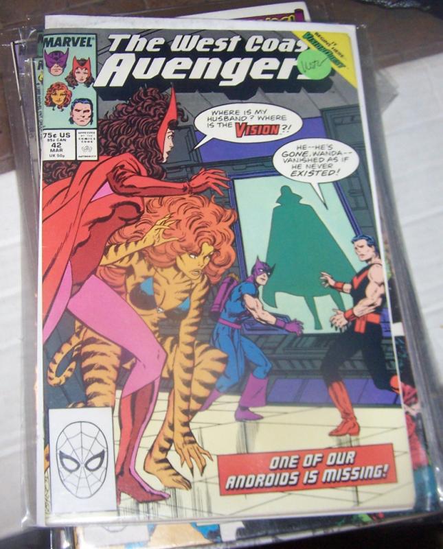 west coast avengers  # 42 MAR 1989 VISION QUEST WANDA HAWKEYE