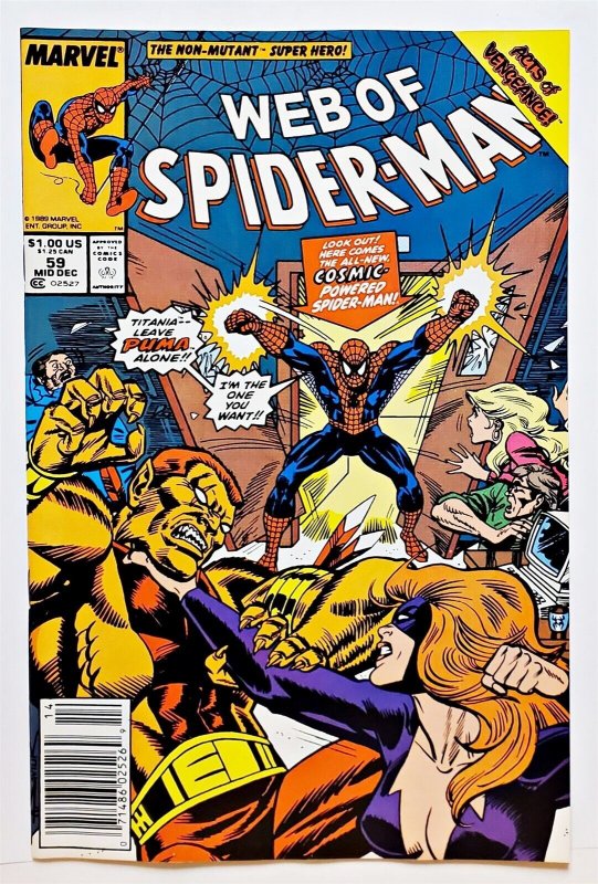 Web of Spider-Man, The #59 (Dec 1989, Marvel) Newsstand copy 8.0 VF  