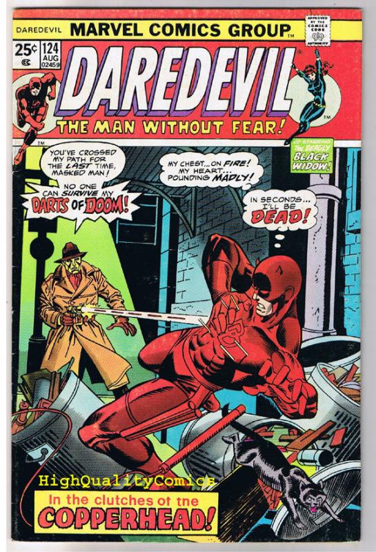 DAREDEVIL #124, FN, Black Widow, Don Heck, Copperhead, 1964, more DD in store