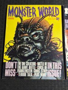 1964/65 MONSTER WORLD Magazine #1 & 3 FN+ 6.5 Curse of Frankenstein / Werewolf