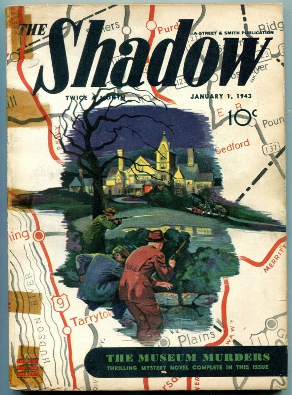 The Shadow Pulp January 1 1943-Museum Murders- Cops are like that G/VG