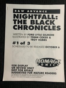 1999 NIGHTFALL The Black Chronicles FVF 7.0 Homage Comics B&W Advance 24pgs