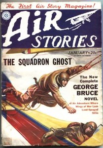 AIR STORIES-JAN 1930-GEORGE BRUCE-GIL BREWER-AVIATION PULP-BELARSKI ART
