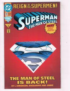 Superman: The Man Of Steel #22 NM DC Die Cut Cover Comic Simonson 1993 DE43 TW14