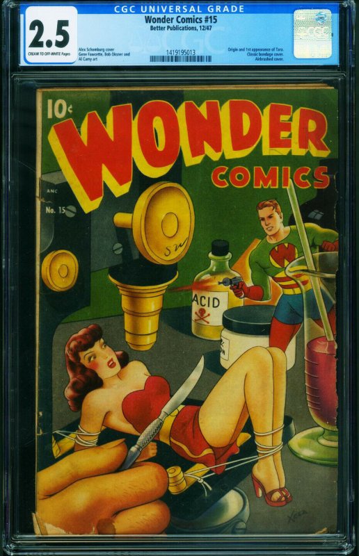 WONDER COMICS #15 CGC 2.5-1st TARA (origin)-Bondage-Schomburg-Classic 1419195013