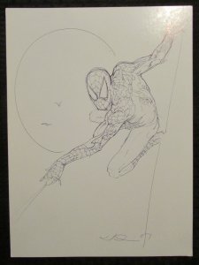 SPIDER-MAN Ink Sketch by Ian Dorian? 11x15 Signed on Board