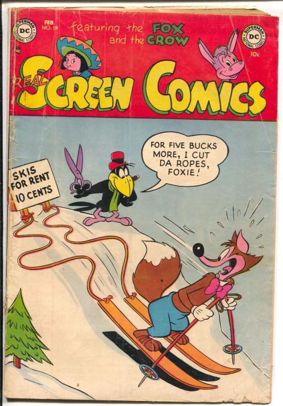 Real Screen #59 1953-DC-Fox & Crow-snow ski prank VG-