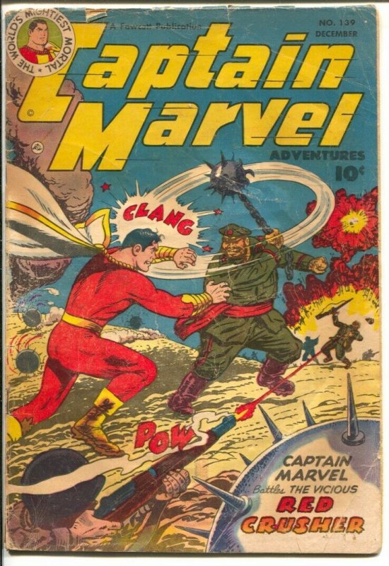 Captain Marvel Adventures #139 1952-Fawcett-rare late issue-Korean War cover-...