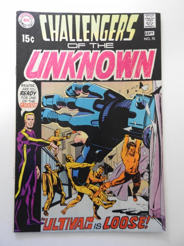 Challengers of the Unknown #75 (1970) VG Condition cover detached bottom staple