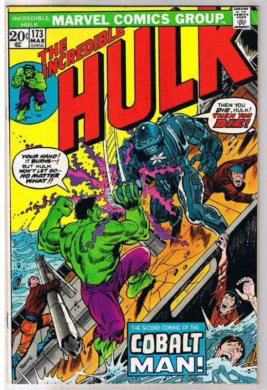 HULK #173, VF, Incredible, Bruce Banner, Colalt Man, 1968, more in store