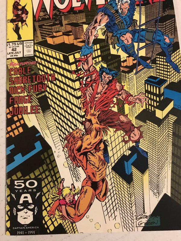 Wolverine #42 :  Marvel 7/91 NM-; Cable & Sabretooth