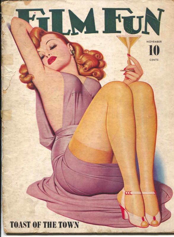 Film Fun 11/1941-Enoch Bolles pin-up girl stocking cover-pix-FR