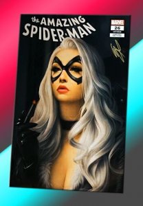 Spider-Man #26 Signed w/COA WARREN LOUW (2023) MeoW! Black Cat Lipstick Variant!