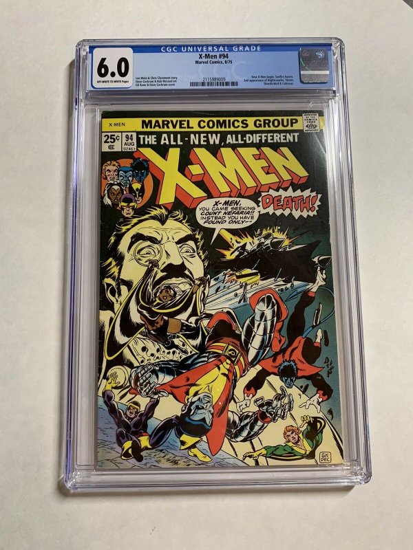 X-men 94 Cgc 6.0 Ow/w Pages Marvel Bronze 2nd New X-men 