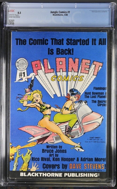 Jungle Comics #1 CGC 8.5 WHITE Pg Dave Stevens Front/back cover Blackthorne 1988