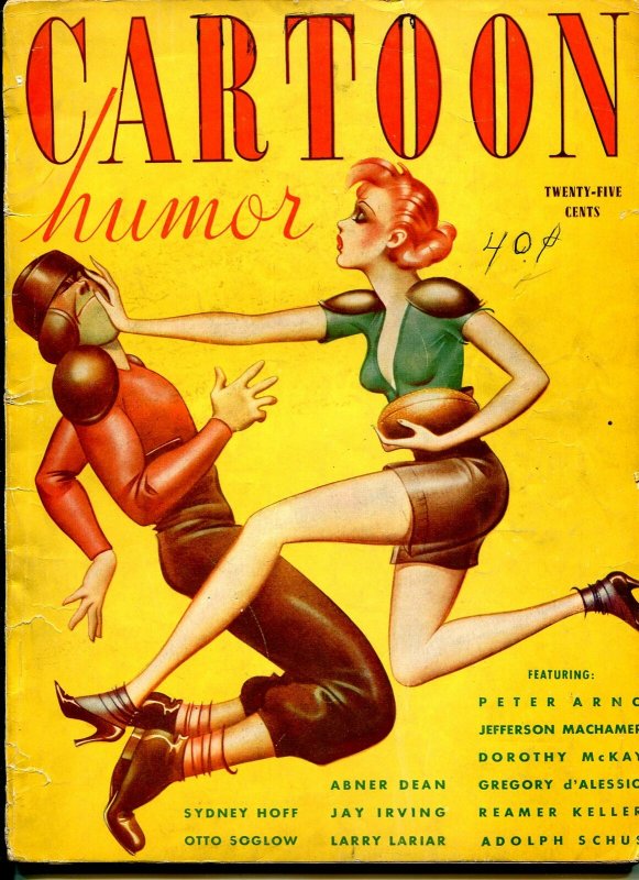 Cartoon Humor #1 1/1939-1st issue-full page cartoons-pin-up girl football cover-