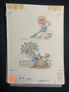 ANOTHER YEAR OF BLISS Cartoon Husband & Wife 6.5x9 Greeting Card Art #4070