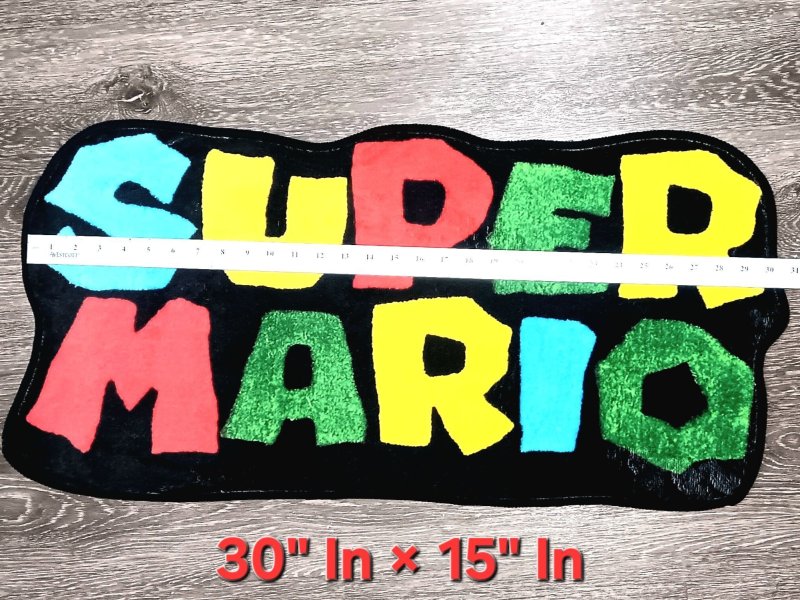 SUPER MARIO LOGO | 30×15 INDOOR AREA RUG | FLOOR MAT | FAN DECOR | WALL ART