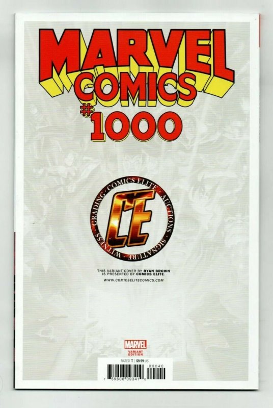 MARVEL COMICS #1000 (2019) COMICS ELITE RYAN BROWN EXCLUSIVE VIRGIN LTD 1000