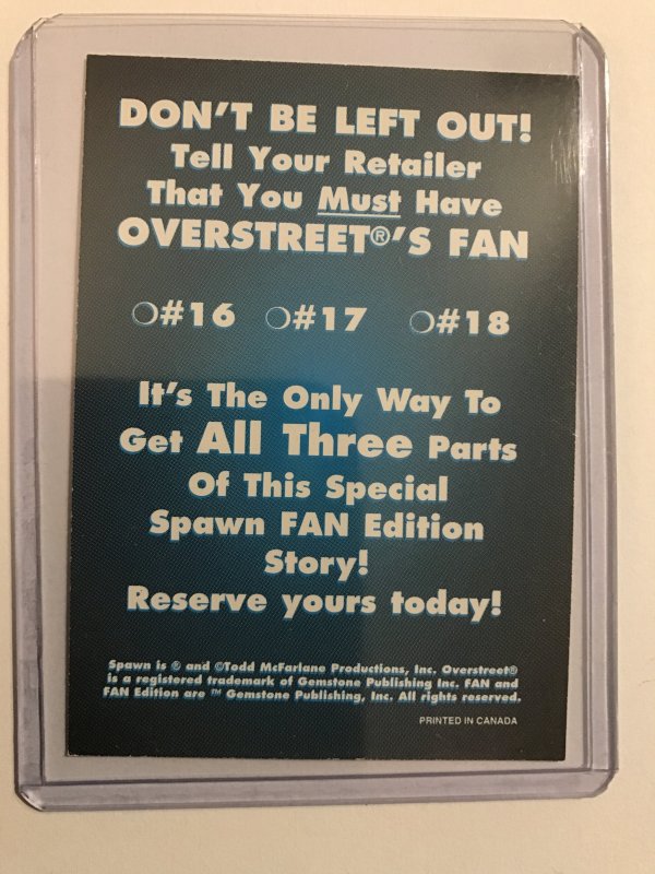 SPAWN OVERSTREET FAN Promo card; Gemstone 1993 NM/M; INSERT prototype